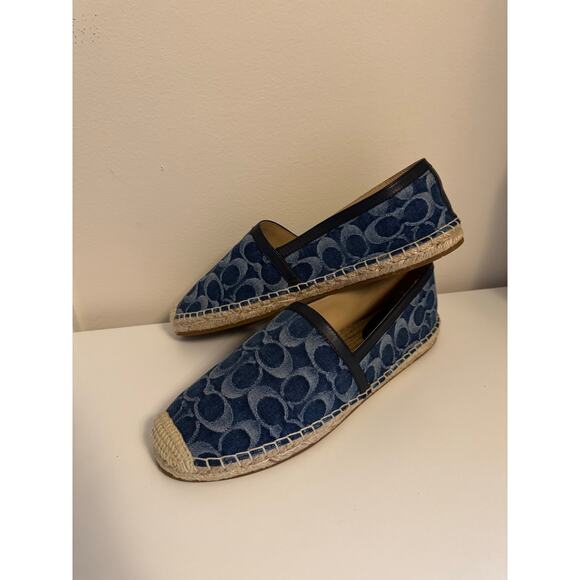 COACH Collins Denim Espadrille Flat Midnight Navy Size 10 - Picture 13 of 13